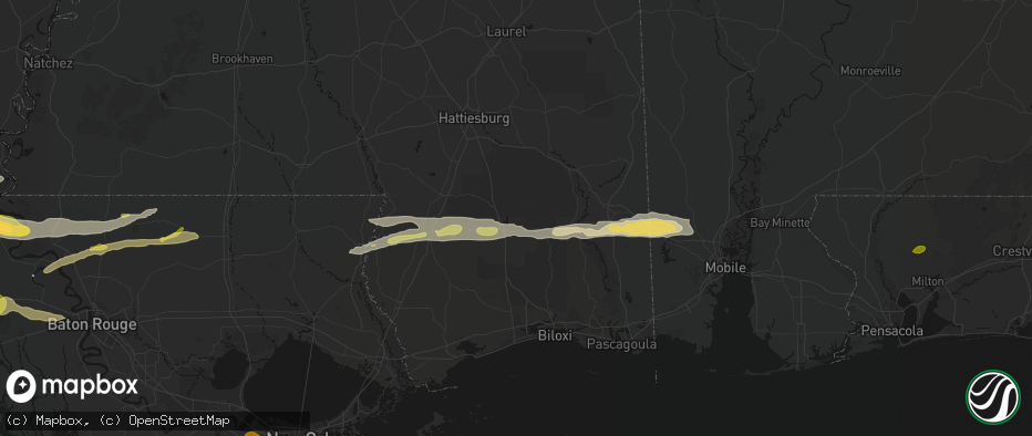 Hail map in Wiggins, MS on May 8, 2026