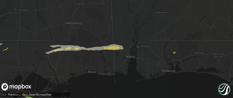 Hail map in Wilmer, AL on May 8, 2026