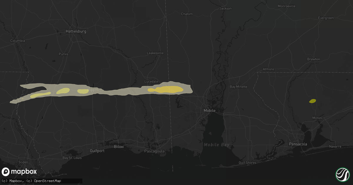 Hail map in Wilmer, AL on May 8, 2026