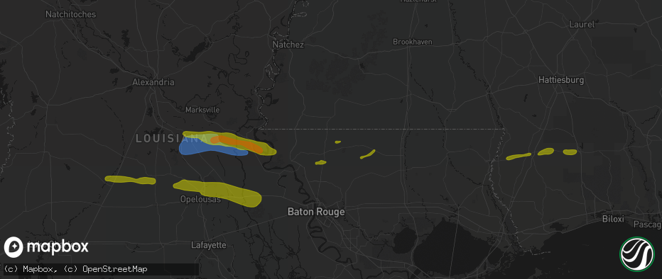 Hail map in Wilson, LA on May 8, 2026