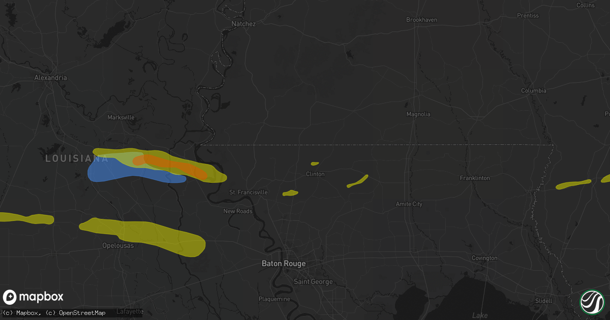 Hail map in Wilson, LA on May 8, 2026