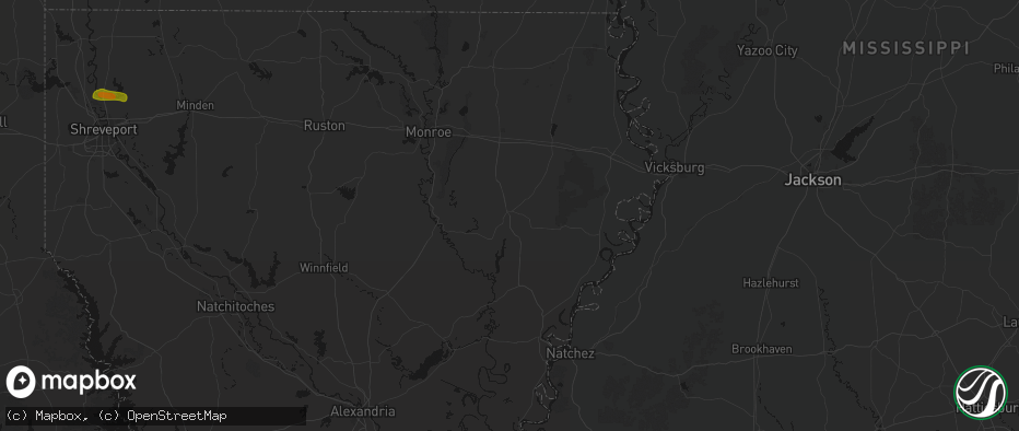 Hail map in Winnsboro, LA on May 8, 2026
