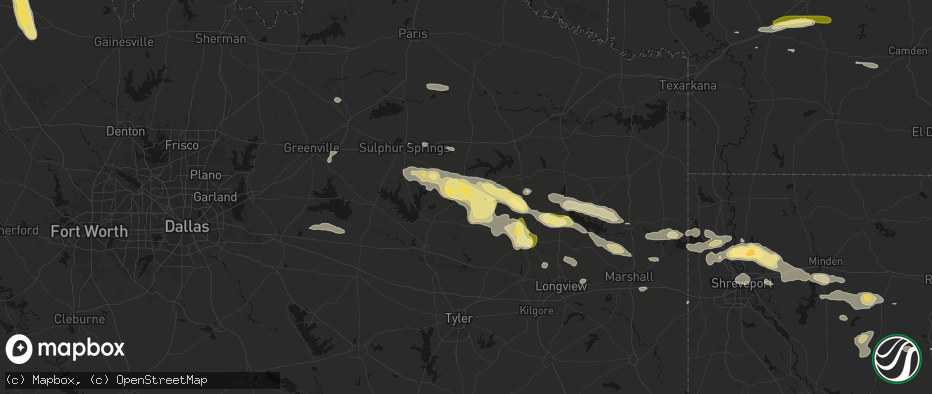 Hail map in Winnsboro, TX on May 8, 2026