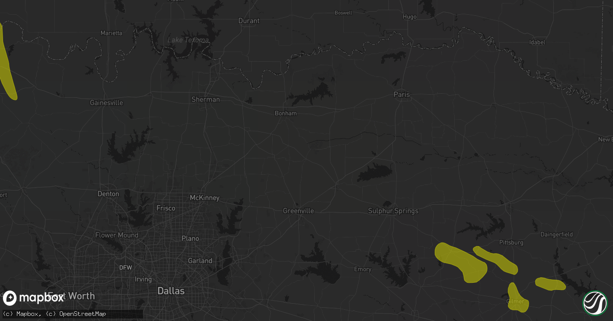 Hail map in Wolfe City, TX on May 8, 2026