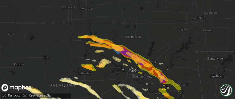 Hail map in Wynona, OK on May 8, 2026