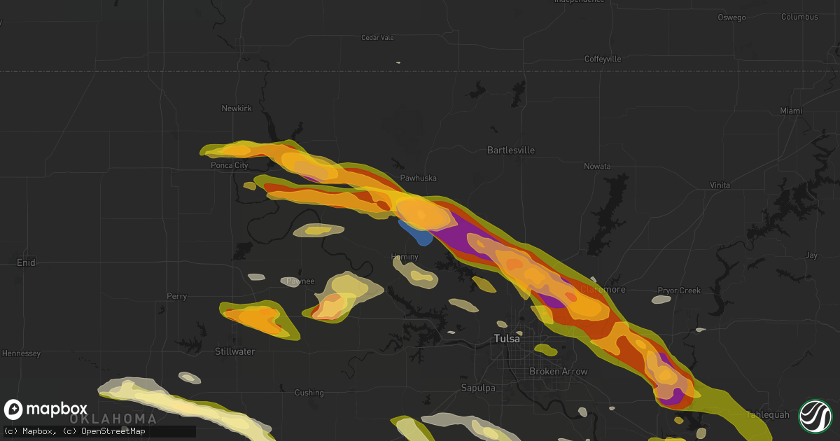 Hail map in Wynona, OK on May 8, 2026