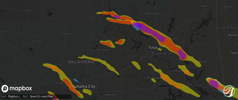 Hail map in Yale, OK on May 8, 2026