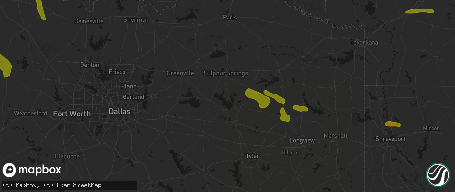 Hail map in Yantis, TX on May 8, 2026