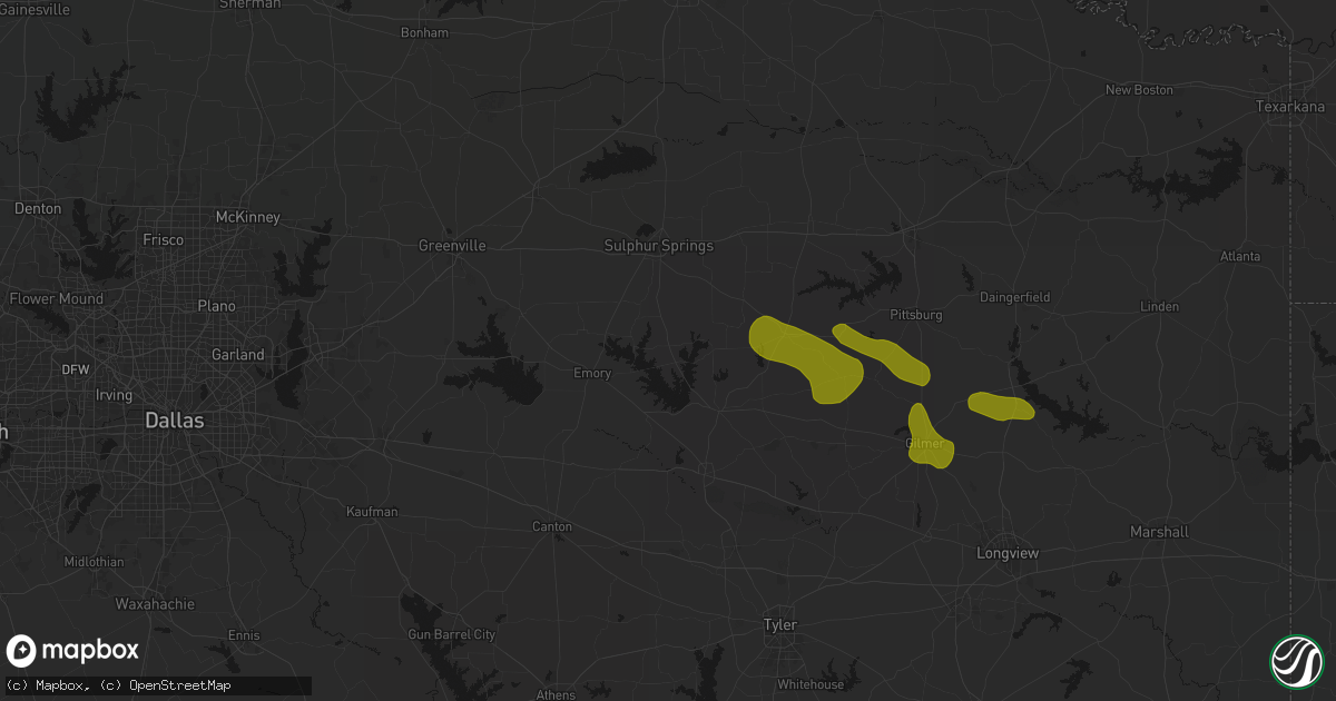Hail map in Yantis, TX on May 8, 2026