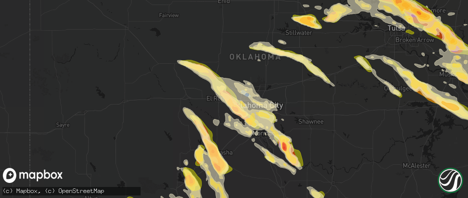 Hail map in Yukon, OK on May 8, 2026