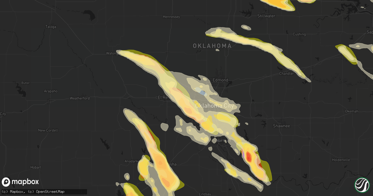 Hail map in Yukon, OK on May 8, 2026