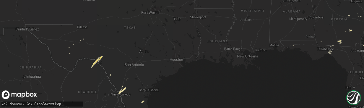 Hail map in Texas on May 9, 2012