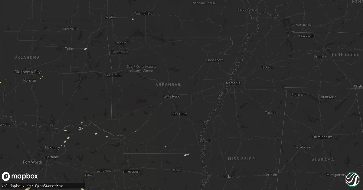 Hail map in Arkansas on May 9, 2013