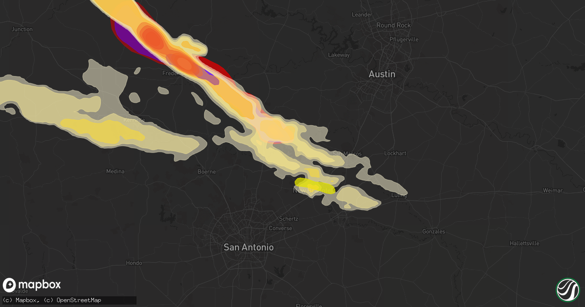 Hail map in Canyon Lake, TX on May 9, 2013