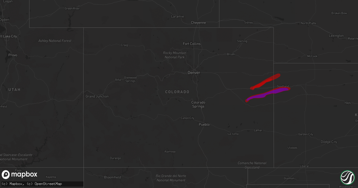 Hail map in Colorado on May 9, 2013