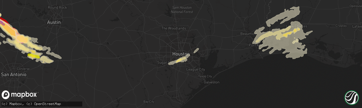 Hail map in Houston, TX on May 9, 2013