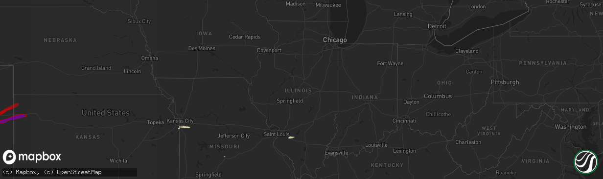 Hail map in Illinois on May 9, 2013