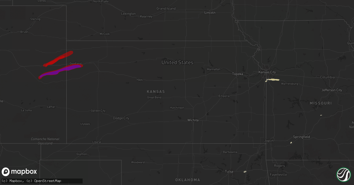 Hail map in Kansas on May 9, 2013