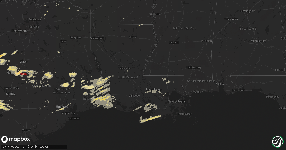 Hail map in Louisiana on May 9, 2013