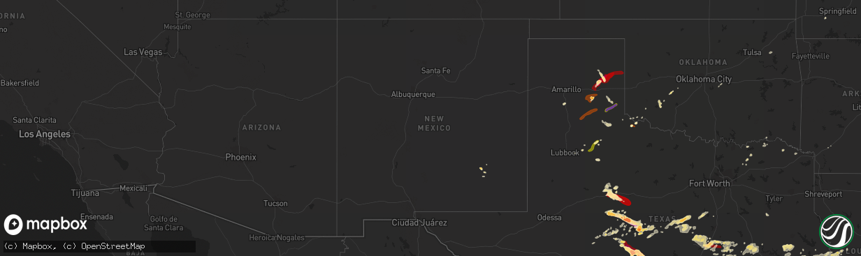 Hail map in New Mexico on May 9, 2013