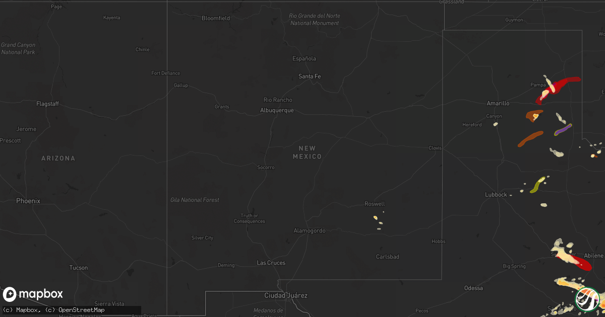 Hail map in New Mexico on May 9, 2013