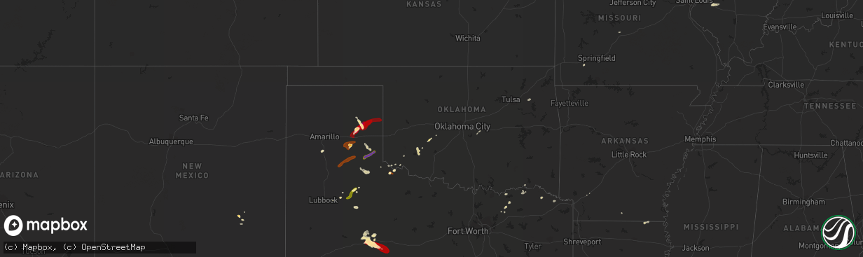 Hail map in Oklahoma on May 9, 2013