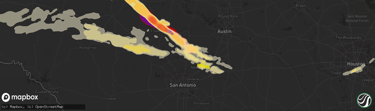 Hail map in Spring Branch, TX on May 9, 2013