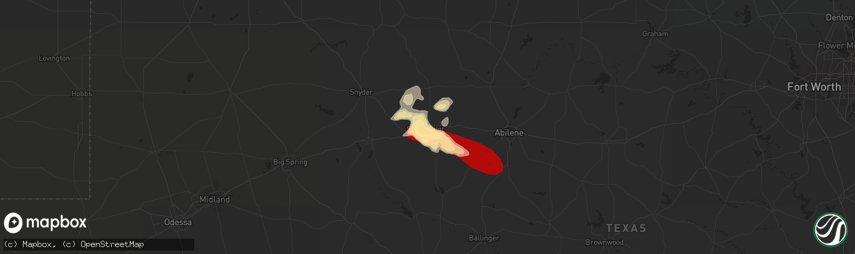 Hail map in Sweetwater, TX on May 9, 2013