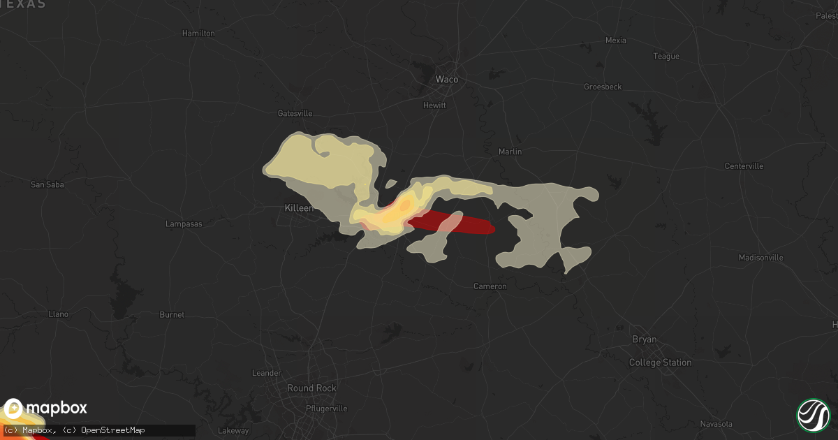 Hail map in Temple, TX on May 9, 2013