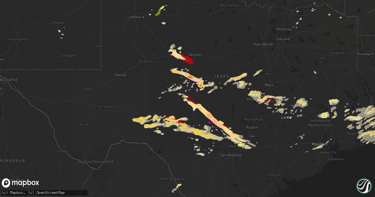 Hail map in Texas on May 9, 2013