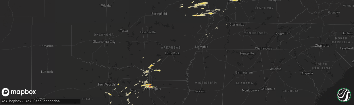 Hail map in Arkansas on May 9, 2014