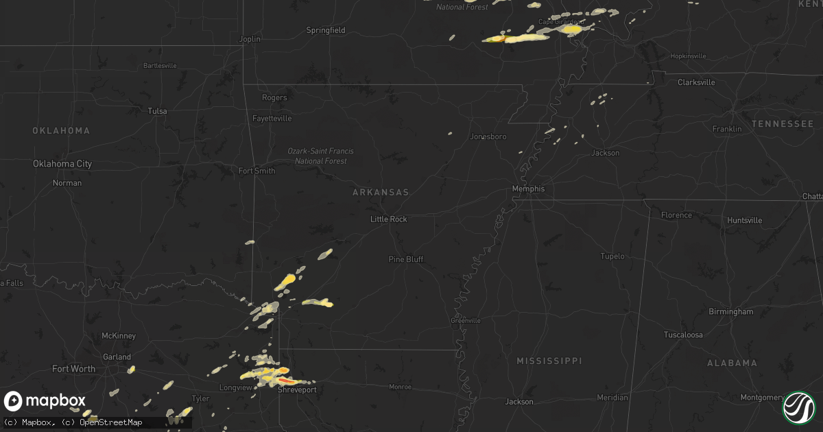 Hail map in Arkansas on May 9, 2014