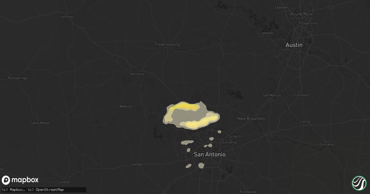 Hail map in Boerne, TX on May 9, 2014