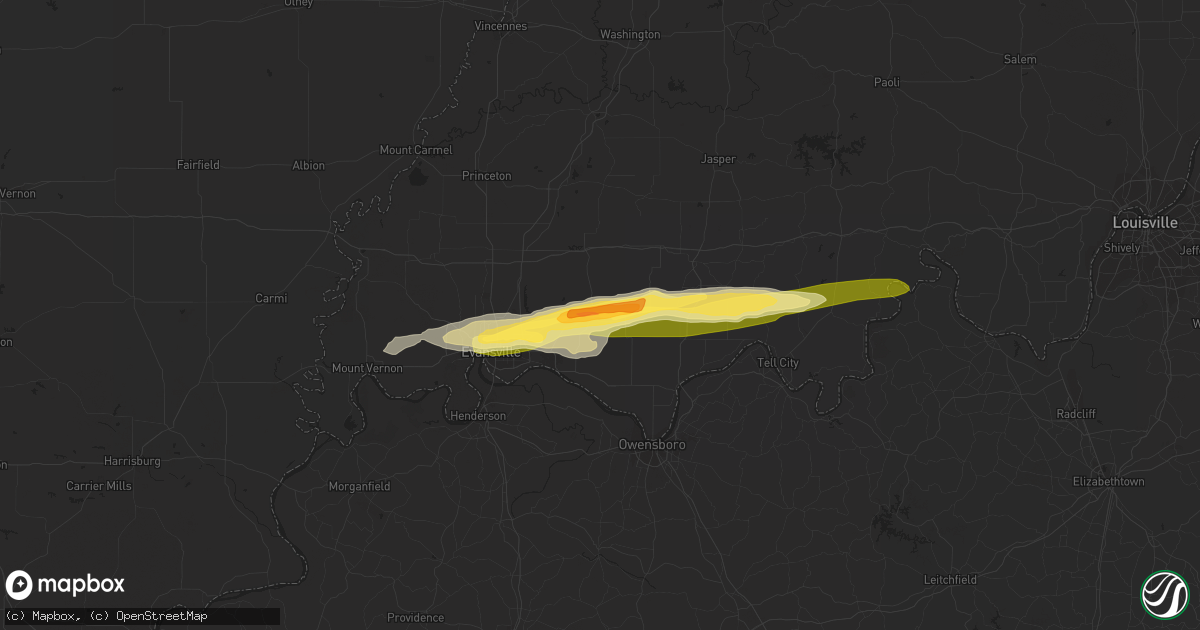 Hail map in Boonville, IN on May 9, 2014