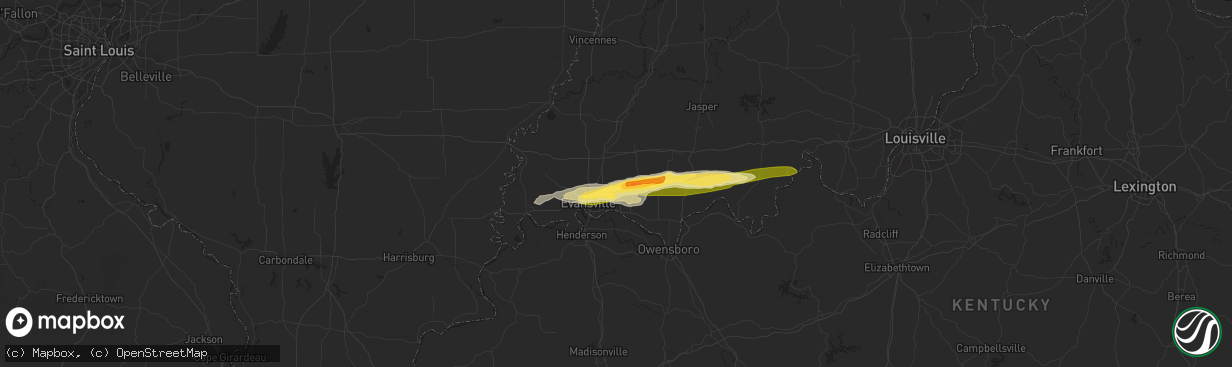 Hail map in Chandler, IN on May 9, 2014