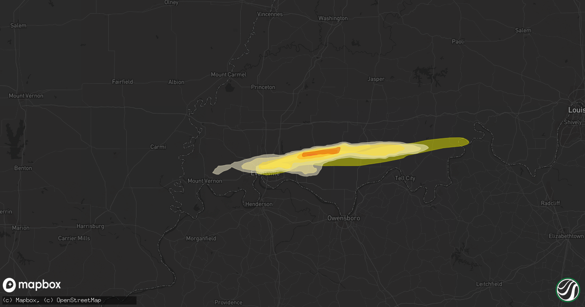 Hail map in Chandler, IN on May 9, 2014