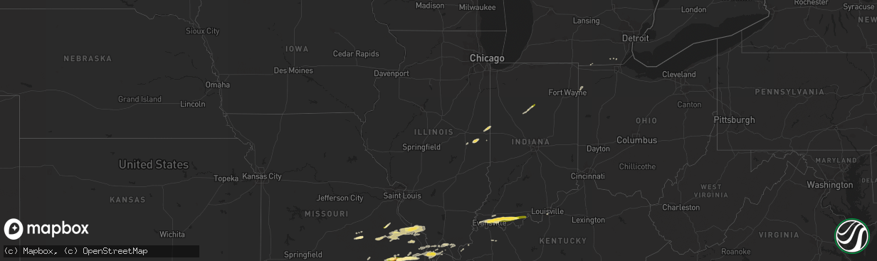 Hail map in Illinois on May 9, 2014