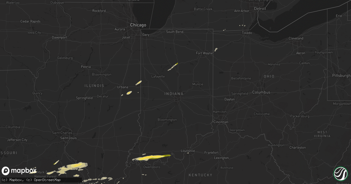 Hail map in Indiana on May 9, 2014
