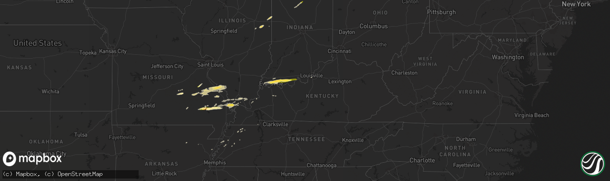 Hail map in Kentucky on May 9, 2014