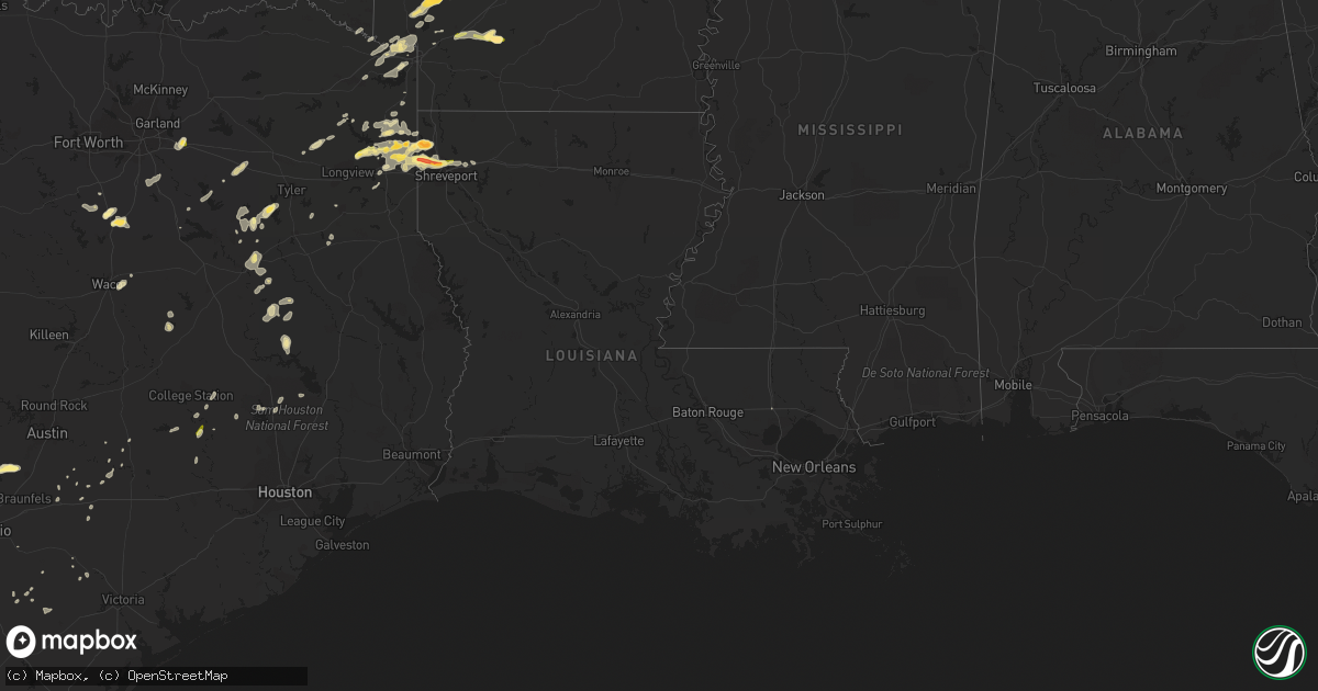 Hail map in Louisiana on May 9, 2014