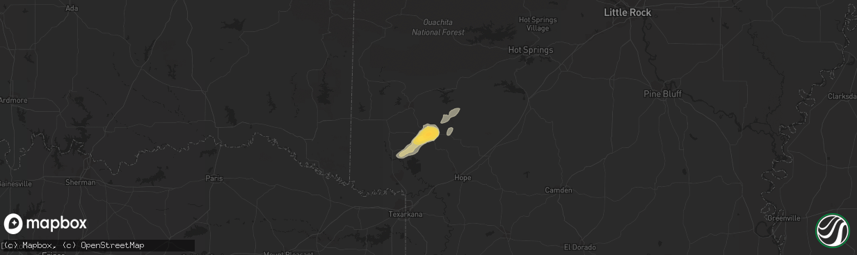 Hail map in Nashville, AR on May 9, 2014