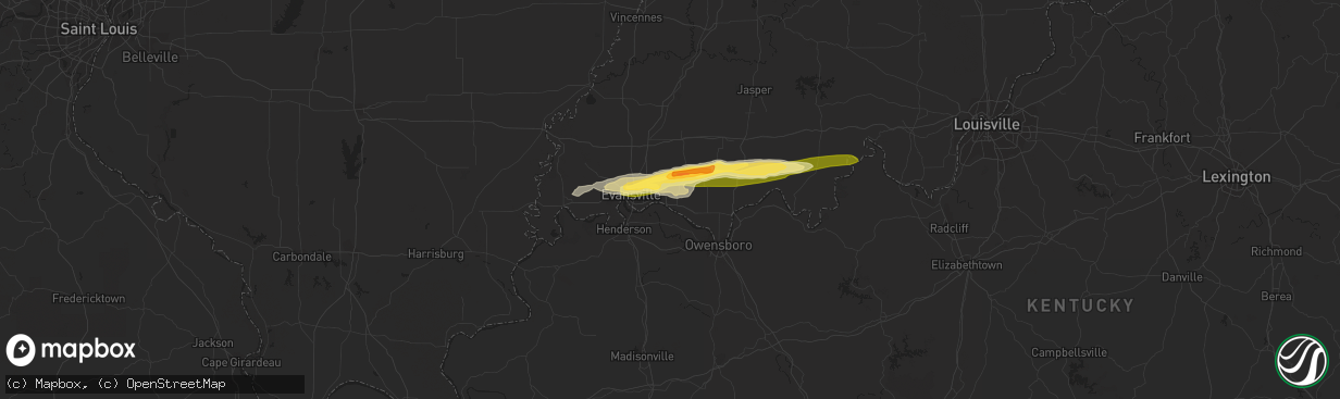 Hail map in Newburgh, IN on May 9, 2014