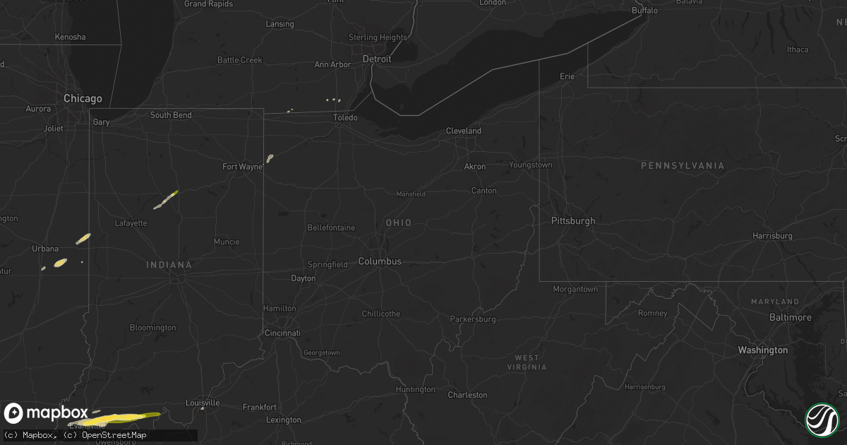 Hail map in Ohio on May 9, 2014