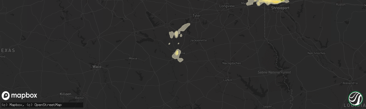 Hail map in Palestine, TX on May 9, 2014