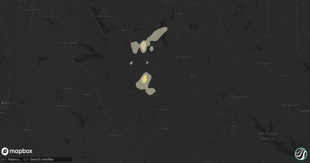 Hail map in Palestine, TX on May 9, 2014