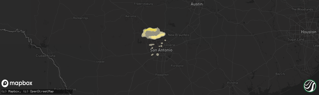 Hail map in San Antonio, TX on May 9, 2014