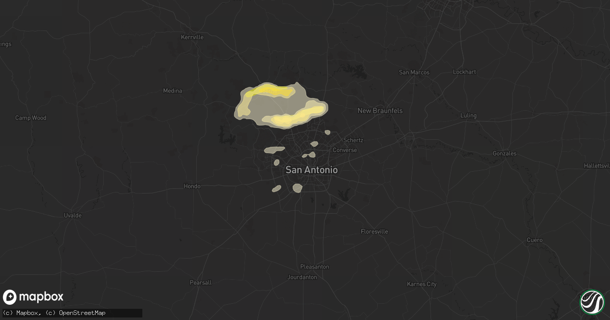 Hail map in San Antonio, TX on May 9, 2014