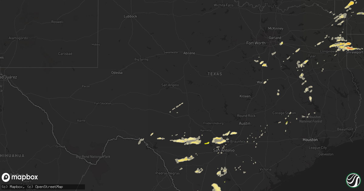 Hail map in Texas on May 9, 2014