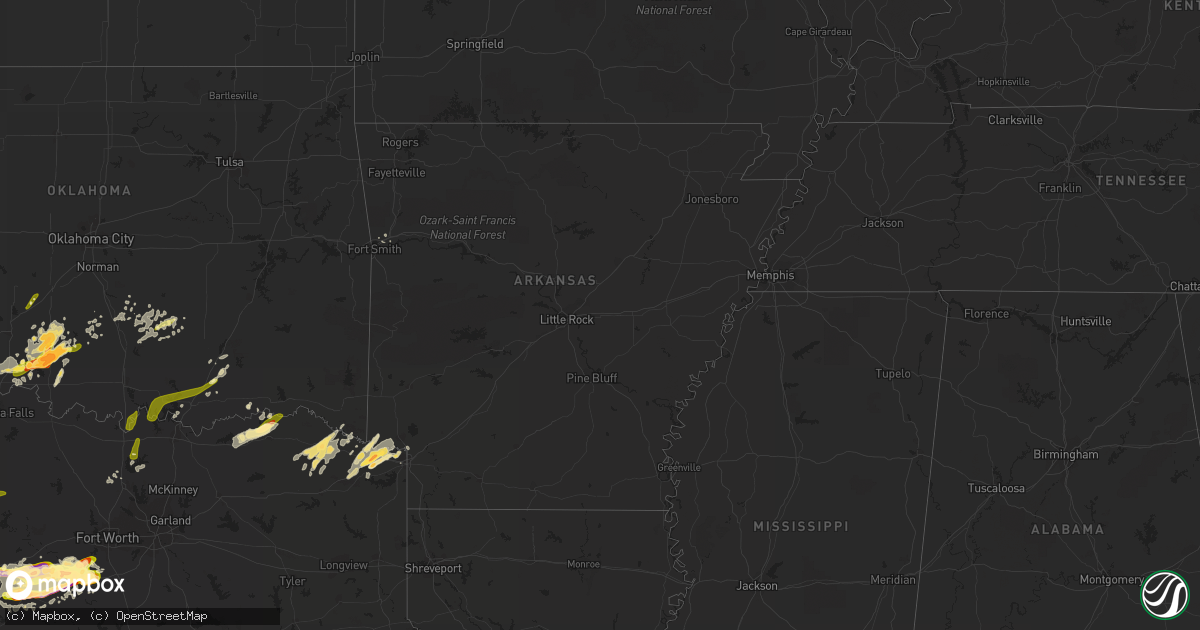 Hail map in Arkansas on May 9, 2015