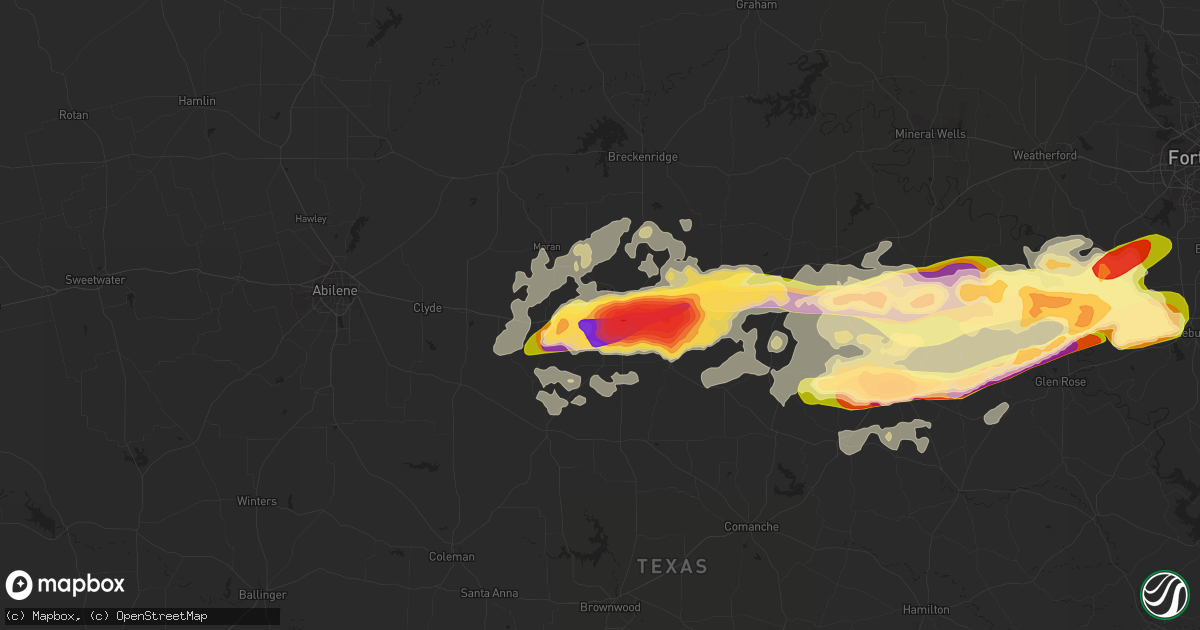 Hail map in Cisco, TX on May 9, 2015
